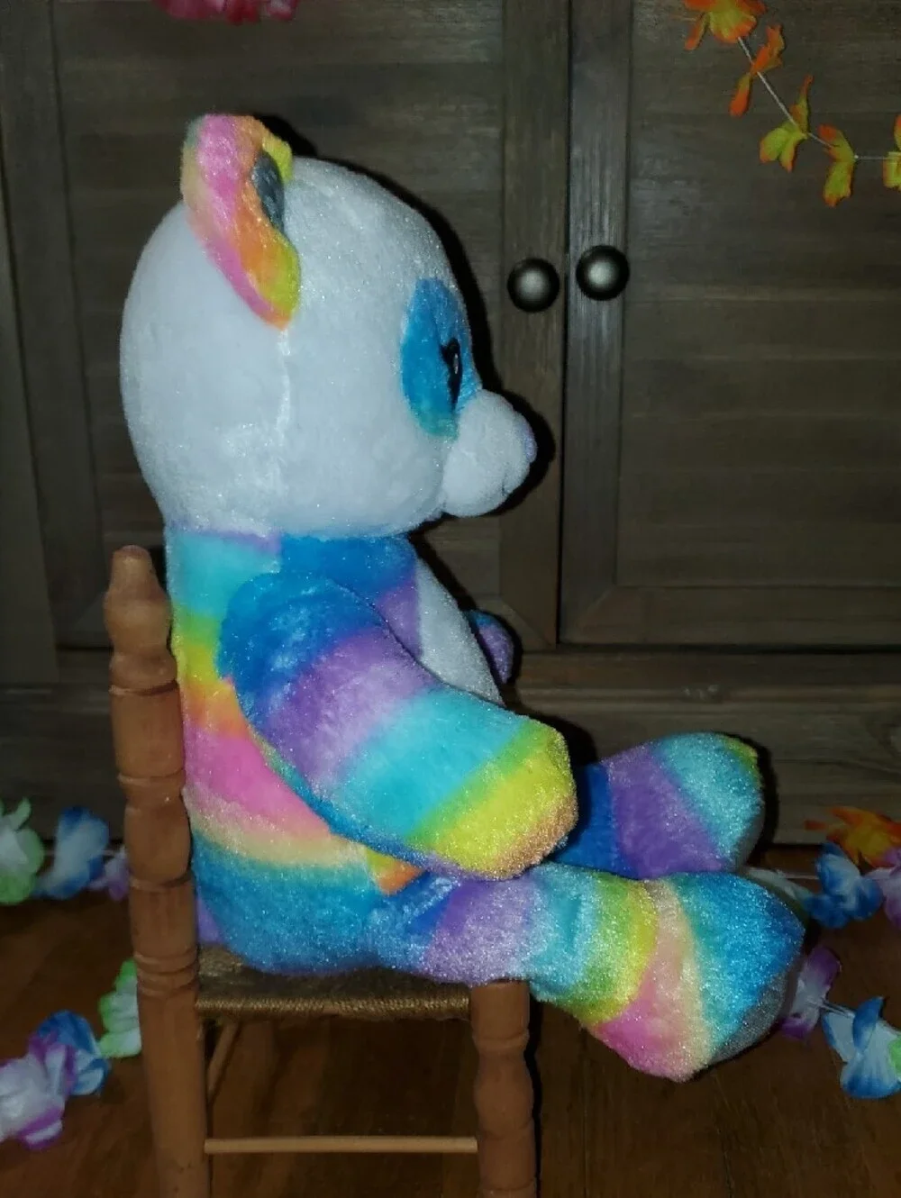 Build-A-Bear Rainbow Teddy Plush with Silver Sparkle Paws